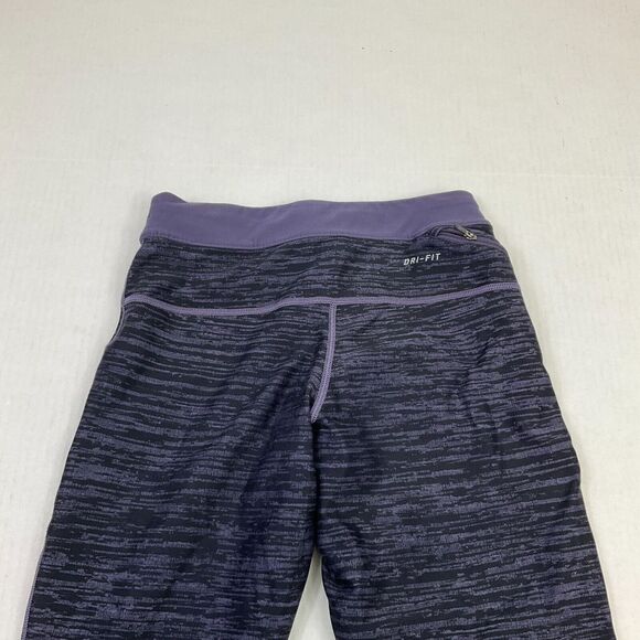 Nike Womens Dri Fit Leggings Purple Black Mid Rise Just Dot It Workout Gym Small - Picture 10 of 12